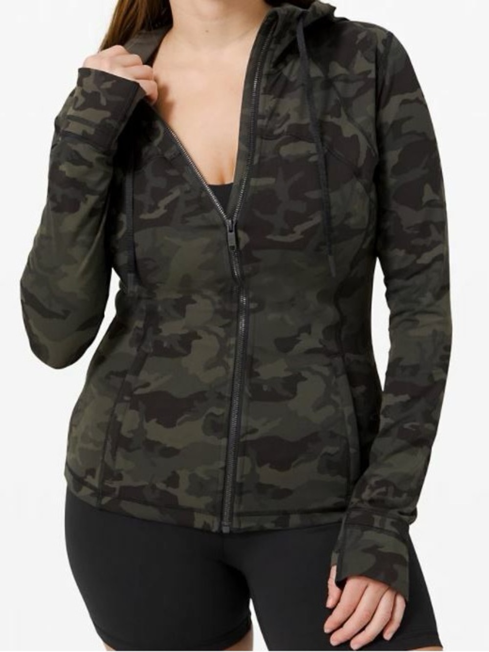 Lululemon Sz 8 Hooded Define Jacket Incogn. Camo Multi Gator Green